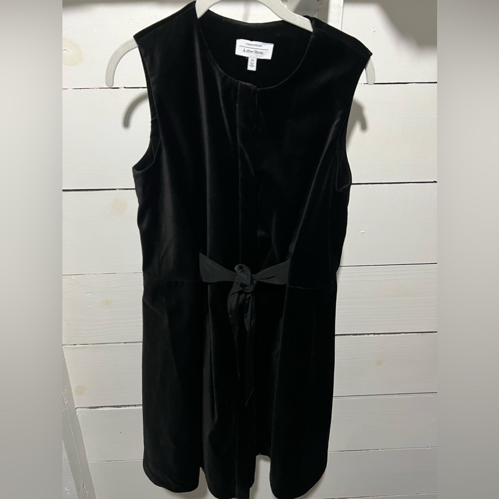 Velvet bow button up dress